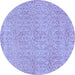 Round Machine Washable Abstract Blue Contemporary Rug, wshcon2229blu