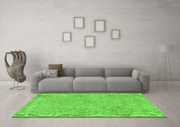 Machine Washable Abstract Green Contemporary Rug, wshcon2229grn