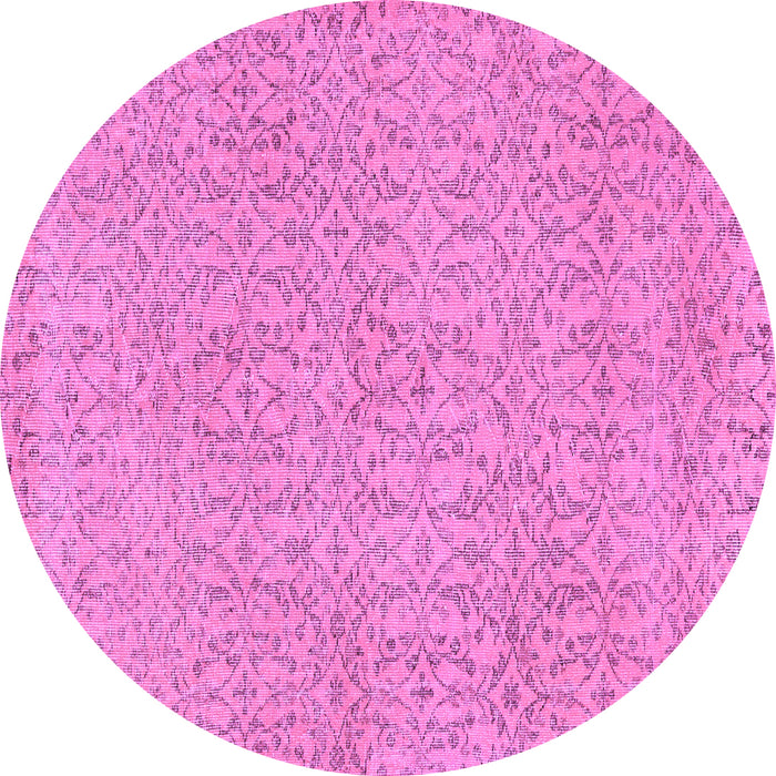 Round Machine Washable Abstract Purple Contemporary Area Rugs, wshcon2229pur