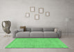 Machine Washable Abstract Emerald Green Contemporary Area Rugs in a Living Room,, wshcon2229emgrn