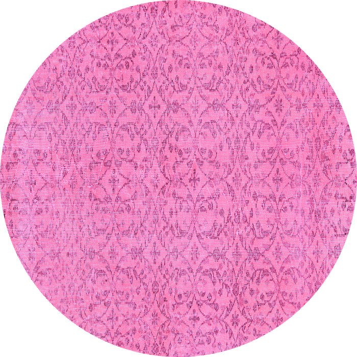 Round Abstract Pink Contemporary Rug, con2229pnk