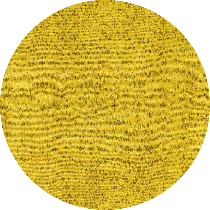 Round Abstract Yellow Contemporary Rug, con2229yw