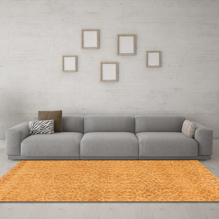 Machine Washable Abstract Orange Contemporary Area Rugs in a Living Room, wshcon2229org