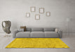 Machine Washable Abstract Yellow Contemporary Rug in a Living Room, wshcon2229yw