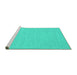 Sideview of Machine Washable Abstract Turquoise Contemporary Area Rugs, wshcon222turq