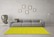 Machine Washable Abstract Yellow Contemporary Rug in a Living Room, wshcon222yw