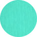 Round Machine Washable Abstract Turquoise Contemporary Area Rugs, wshcon222turq