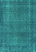 Machine Washable Abstract Turquoise Contemporary Area Rugs, wshcon2230turq