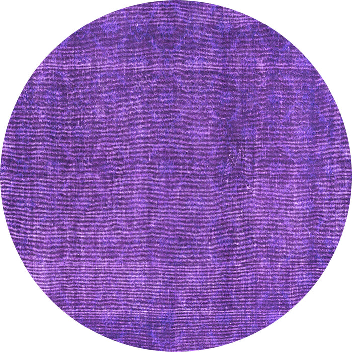 Round Machine Washable Abstract Purple Contemporary Area Rugs, wshcon2230pur