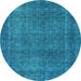 Round Machine Washable Abstract Light Blue Contemporary Rug, wshcon2230lblu