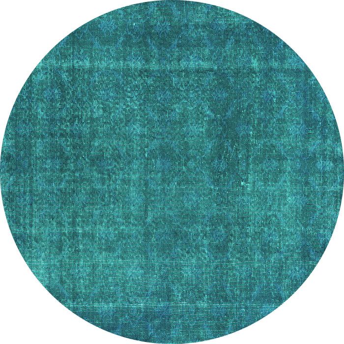 Round Abstract Turquoise Contemporary Rug, con2230turq