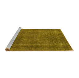 Sideview of Machine Washable Abstract Yellow Contemporary Rug, wshcon2230yw