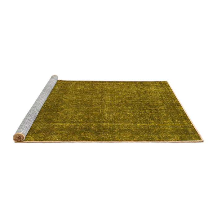 Sideview of Machine Washable Abstract Yellow Contemporary Rug, wshcon2230yw