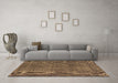 Machine Washable Abstract Brown Contemporary Rug in a Living Room,, wshcon2230brn