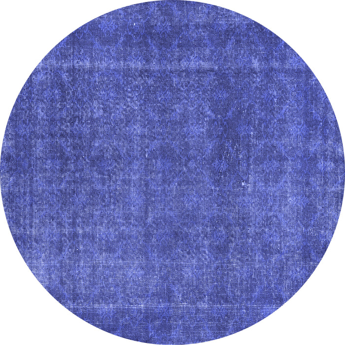 Round Machine Washable Abstract Blue Contemporary Rug, wshcon2230blu