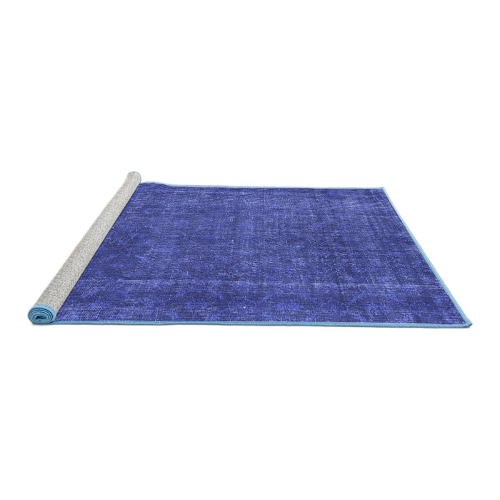 Sideview of Machine Washable Abstract Blue Contemporary Rug, wshcon2230blu