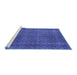 Sideview of Machine Washable Abstract Blue Contemporary Rug, wshcon2230blu