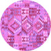 Round Southwestern Purple Country Rug, con2231pur