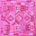 Square Machine Washable Southwestern Pink Country Rug, wshcon2231pnk