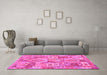 Machine Washable Southwestern Pink Country Rug in a Living Room, wshcon2231pnk