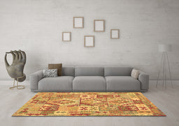 Machine Washable Southwestern Brown Country Rug in a Living Room,, wshcon2231brn