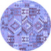 Round Machine Washable Southwestern Blue Country Rug, wshcon2231blu