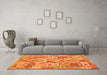 Machine Washable Southwestern Orange Country Area Rugs in a Living Room, wshcon2231org