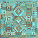 Square Machine Washable Southwestern Light Blue Country Rug, wshcon2231lblu