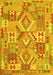 Machine Washable Southwestern Yellow Country Rug, wshcon2231yw