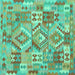 Square Southwestern Turquoise Country Rug, con2231turq