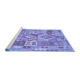Sideview of Machine Washable Southwestern Blue Country Rug, wshcon2231blu