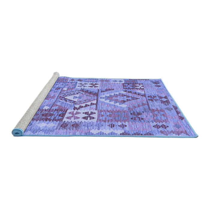 Sideview of Machine Washable Southwestern Blue Country Rug, wshcon2231blu
