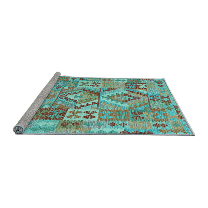 Sideview of Machine Washable Southwestern Light Blue Country Rug, wshcon2231lblu