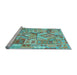 Sideview of Machine Washable Southwestern Light Blue Country Rug, wshcon2231lblu