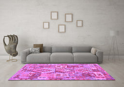 Machine Washable Southwestern Purple Country Area Rugs in a Living Room, wshcon2231pur