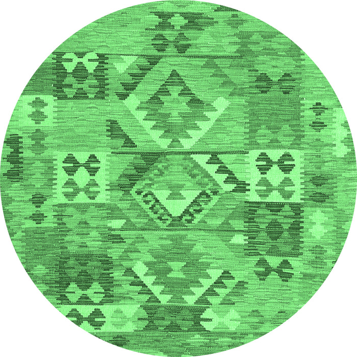 Round Southwestern Emerald Green Country Rug, con2231emgrn