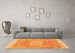 Machine Washable Southwestern Orange Country Area Rugs in a Living Room, wshcon2232org