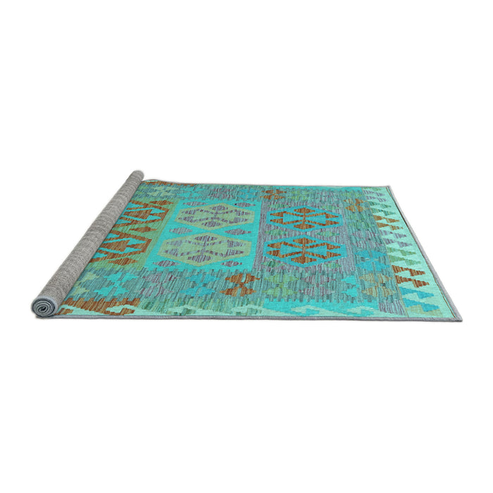 Sideview of Machine Washable Southwestern Light Blue Country Rug, wshcon2232lblu