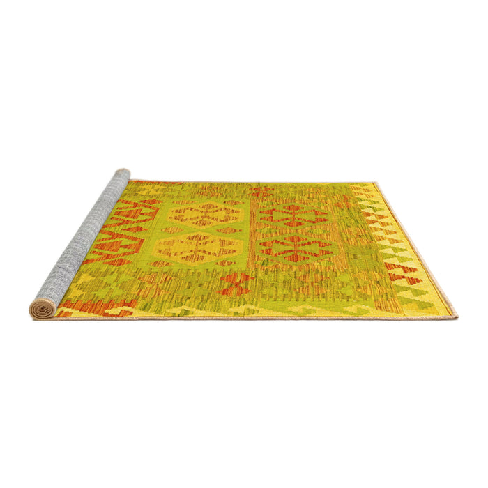 Sideview of Machine Washable Southwestern Yellow Country Rug, wshcon2232yw