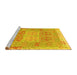 Sideview of Machine Washable Southwestern Yellow Country Rug, wshcon2232yw