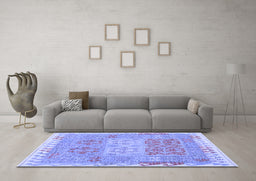 Machine Washable Southwestern Blue Country Rug in a Living Room, wshcon2232blu