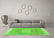 Machine Washable Southwestern Green Country Area Rugs in a Living Room,, wshcon2232grn