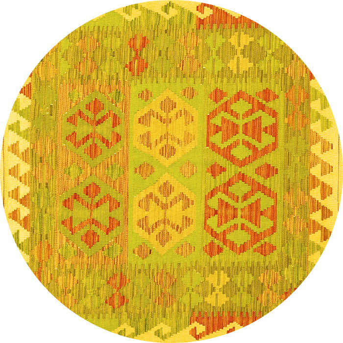 Round Southwestern Yellow Country Rug, con2232yw