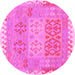 Round Southwestern Pink Country Rug, con2232pnk