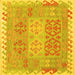 Square Machine Washable Southwestern Yellow Country Rug, wshcon2232yw