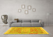 Machine Washable Southwestern Yellow Country Rug in a Living Room, wshcon2232yw