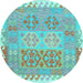 Round Southwestern Light Blue Country Rug, con2232lblu