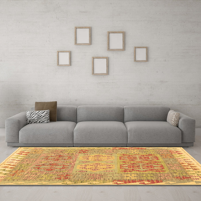 Machine Washable Southwestern Brown Country Rug in a Living Room,, wshcon2232brn