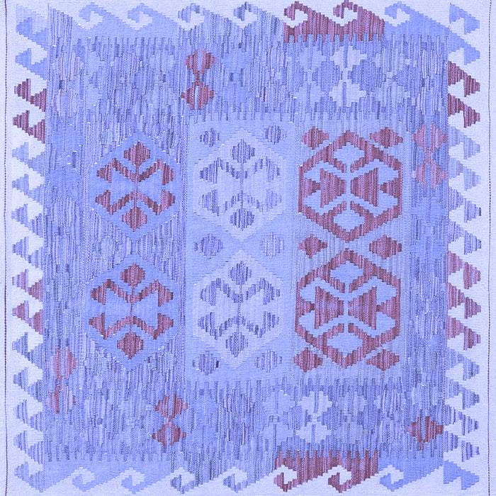 Square Machine Washable Southwestern Blue Country Rug, wshcon2232blu
