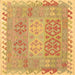 Square Southwestern Brown Country Rug, con2232brn